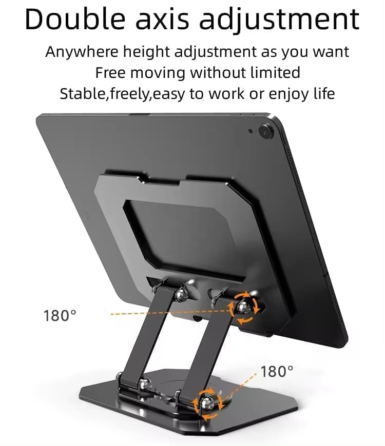 Zirak Premium Adjustable Foldable Metal Mobile & Tablet Stand for Desk, Office, Study, Kitchen & Gaming – Heavy Duty 360° Rotating Multi-Angle Mobile Compatible with All Smartphones(Black/Silver) - Image 4