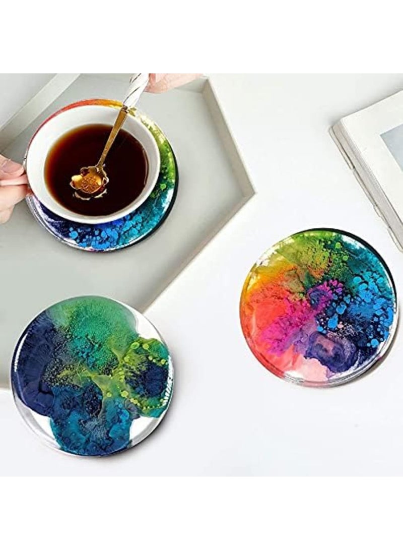 Luckam Coaster Resin Mould Set - 4PCS Silicone Moulds With Storage Box for Epoxy Casting, DIY Cups Mats, Home Decoration - Image 4