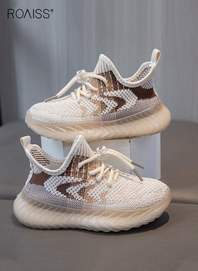 roaiss Unisex Kids Fashion Flyknit Sneakers, Lace up Low Top Sneakers, Comfortable Breathable Running Shoes with Non-slip Soles, Suitable for Daily Wear and Outdoor Activities - Image 2