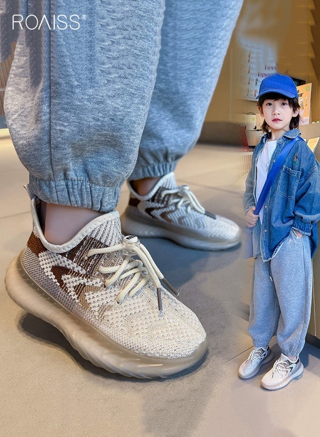 roaiss Unisex Kids Fashion Flyknit Sneakers, Lace up Low Top Sneakers, Comfortable Breathable Running Shoes with Non-slip Soles, Suitable for Daily Wear and Outdoor Activities - Image 3