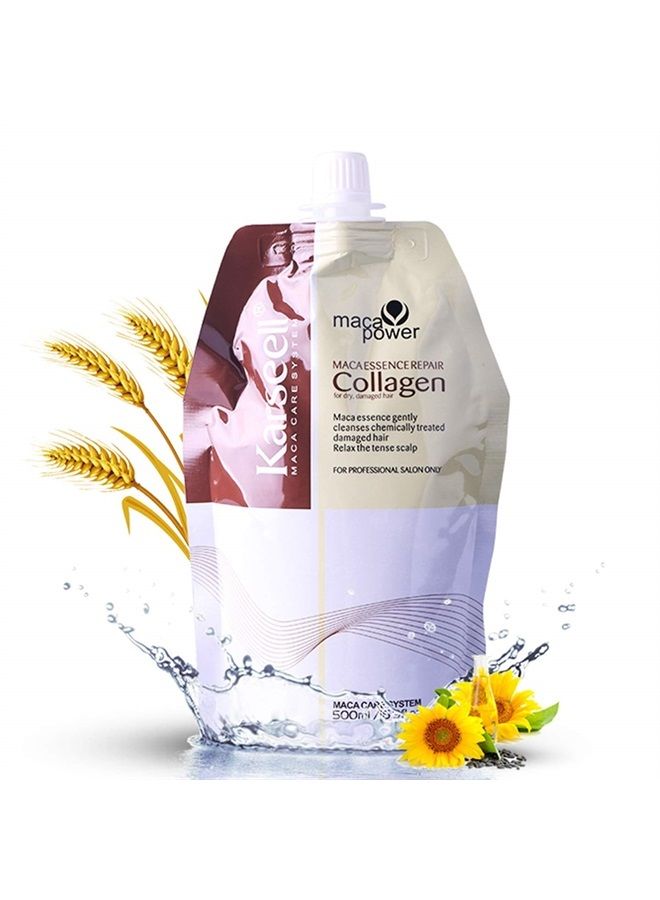 Karseell قناع الشعر بالكولاجين 16.9 أونصة 500 مل، بلسم للإصلاحات العميقة، قناع زيت جوز الهند بالكيراتين للشعر الجاف التالف، الشعر المعالج بالألوان، الشعر المجعد، الشعر المبيض، جميع أنواع الشعر - Image 1