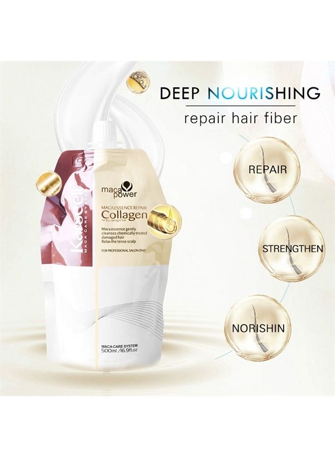 Karseell قناع الشعر بالكولاجين 16.9 أونصة 500 مل، بلسم للإصلاحات العميقة، قناع زيت جوز الهند بالكيراتين للشعر الجاف التالف، الشعر المعالج بالألوان، الشعر المجعد، الشعر المبيض، جميع أنواع الشعر - Image 2