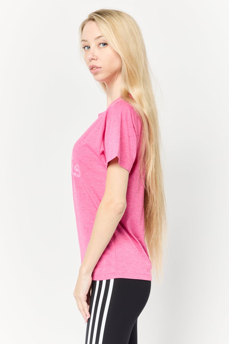Adidas Women Sportswear Fit Short Sleeve Outdoor T-Shirt, Pink - Image 3
