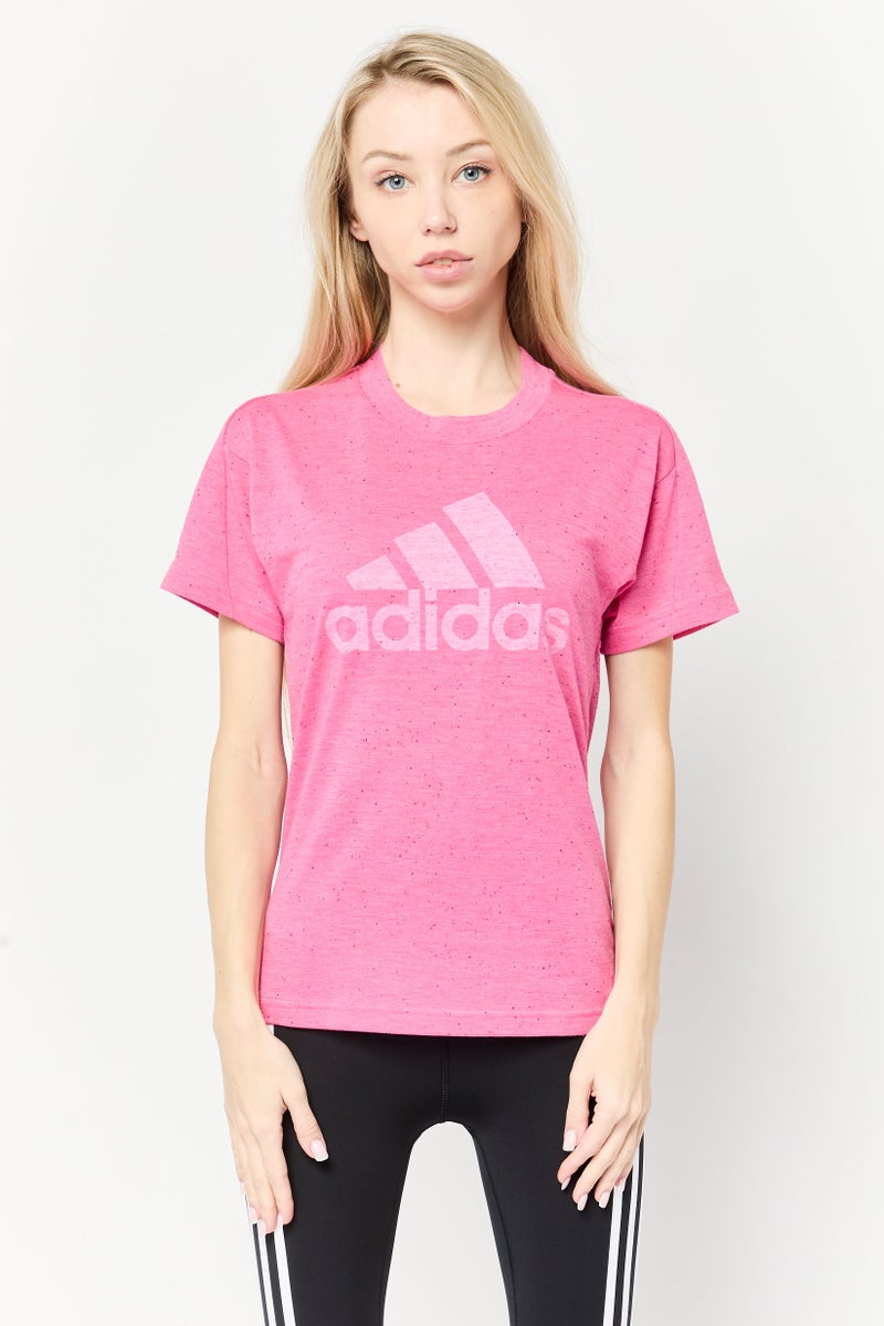 Adidas Women Sportswear Fit Short Sleeve Outdoor T-Shirt, Pink - Image 1