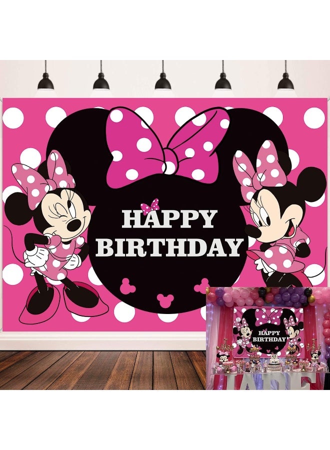 BPA خلفية تصوير ميني ماوس للبنات بعيد الميلاد الأول كرتون ميكي ماوس خلفية وردية زينة حفلة عيد ميلاد سعيدة 7x5 قدم - Image 1