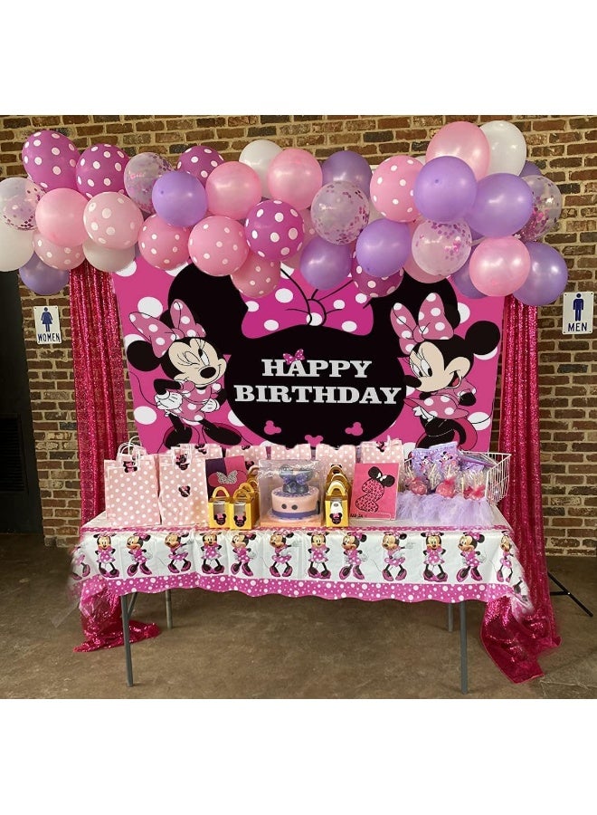 BPA خلفية تصوير ميني ماوس للبنات بعيد الميلاد الأول كرتون ميكي ماوس خلفية وردية زينة حفلة عيد ميلاد سعيدة 7x5 قدم - Image 4