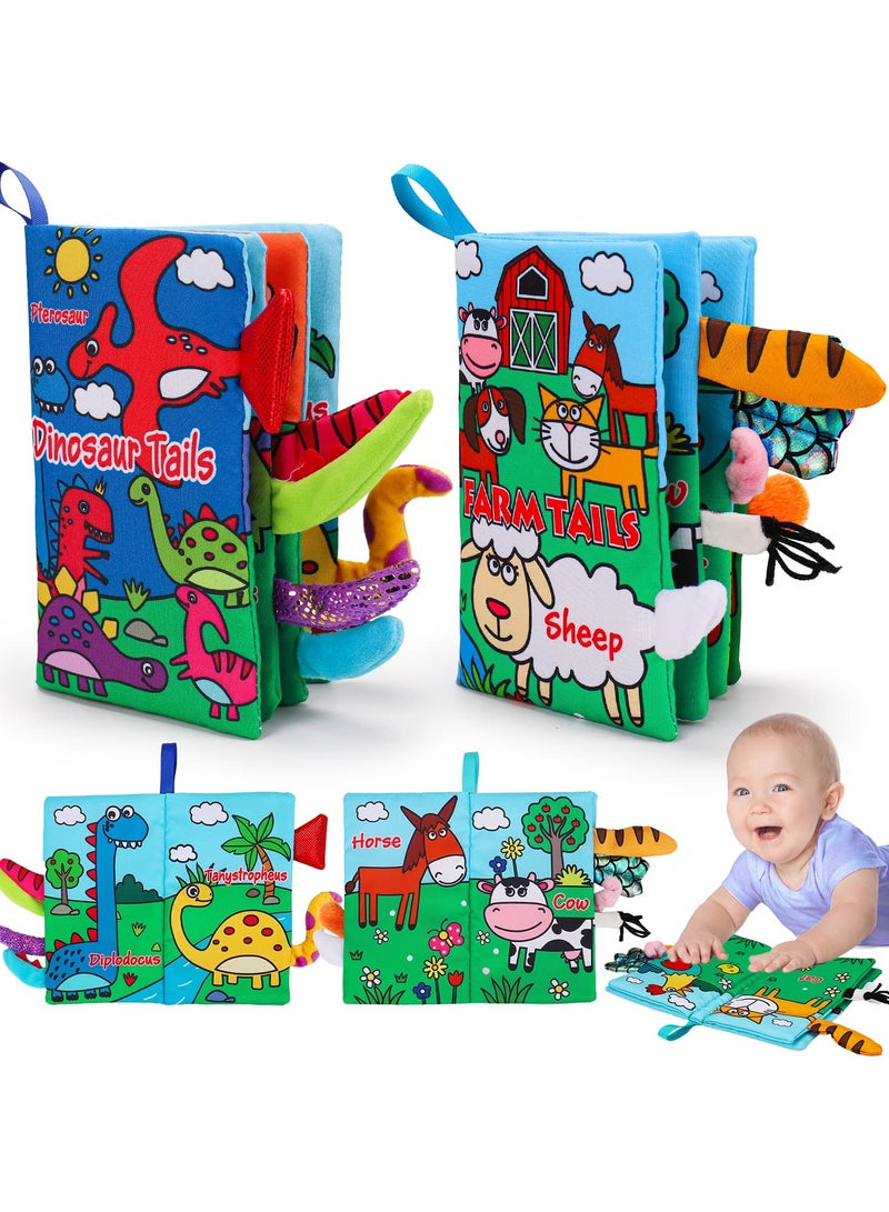2 Pcs High Contrast Crinkle Baby Books 0-6 Months Interactive Sensory Baby Toys 9-12 Month Touch Feel Infant Book 0-3-6 Month Car Seat Travel Essentials Newborn Development Gift  - Image 1