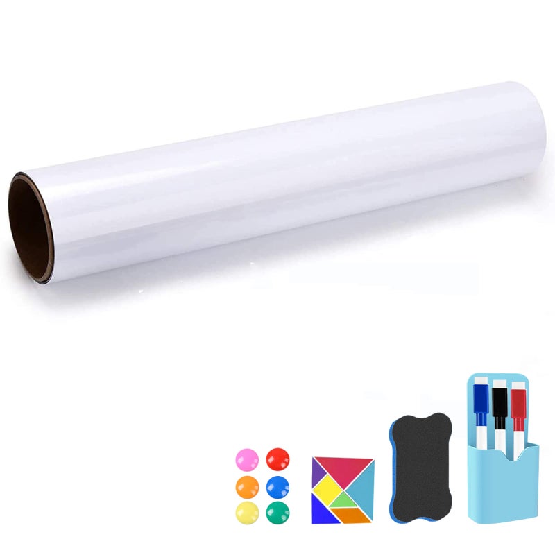 Dry Erase White Board Sheet with Adhesive Back,Self-Adhesive Whiteboard Dry Erase Board for Wall,Glass,Magnetic Cuttable Whiteboard for Office,Home,School w/Markers,Eraser and Magnets - Image 3