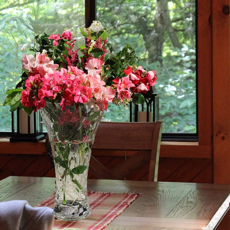 E - Ezra E Ezra Glass Clear 9 inch Flower Vase for Dining Table Decoration - Image 3