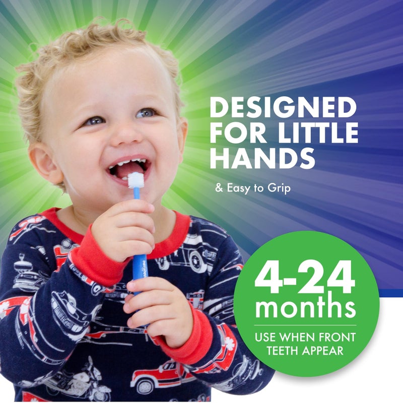 Brilliant Oral Care Baby Toothbrush with Soft Bristles and Round Head, for a Toddler Approved, Easy to Use All-Around Clean Mouth, Ages 0-2 Years, Blue, 1 Pack - Image 3