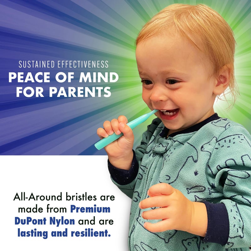 Brilliant Oral Care Baby Toothbrush with Soft Bristles and Round Head, for a Toddler Approved, Easy to Use All-Around Clean Mouth, Ages 0-2 Years, Blue, 1 Pack - Image 5