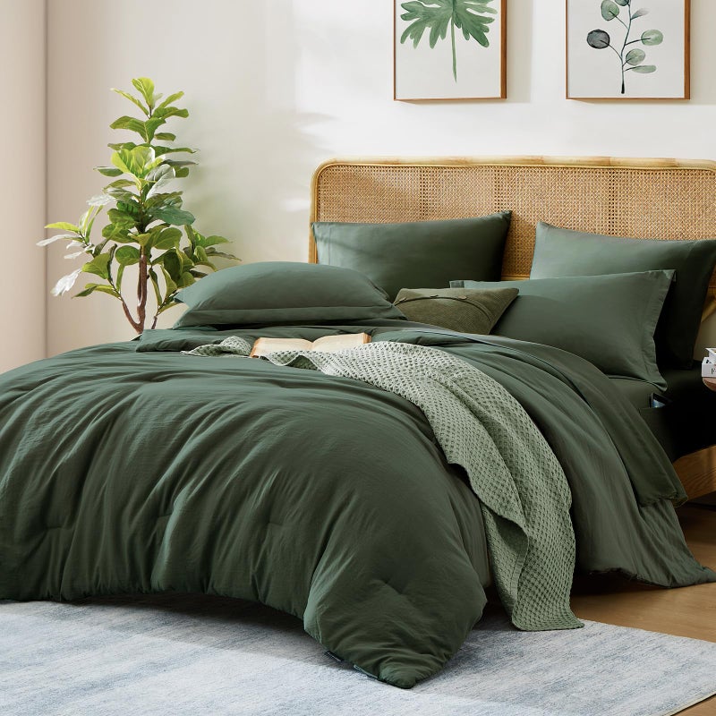 WRENSONGE King Comforter Set, 7 Pieces Deep Forest Soft Bed in a Bag King with Fitted Sheet, Flat Sheet, 2 Pillow Shams, and 2 Pillowcases- Warm Bedding Set for All Season - Image 2