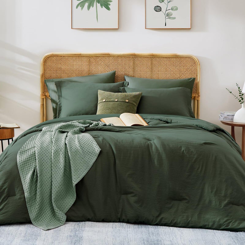 WRENSONGE King Comforter Set, 7 Pieces Deep Forest Soft Bed in a Bag King with Fitted Sheet, Flat Sheet, 2 Pillow Shams, and 2 Pillowcases- Warm Bedding Set for All Season - Image 1