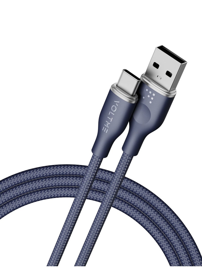VOLTME USB-A to USB-C Charging Cable 60W PD 3A Fast Charging, 1m (3.3ft), Nylon Braided, Compatible with iPhone 16/15 Pro Max, Galaxy S24/S23/S22, Pixel 8/7, iPad Air 5, iPad Pro 2021, Nintendo Switch, PS5, Xiaomi, OnePlus, Huawei, Chromebook, Heat Resistant, 480Mbps Data Sync (Blue)  - Image 1