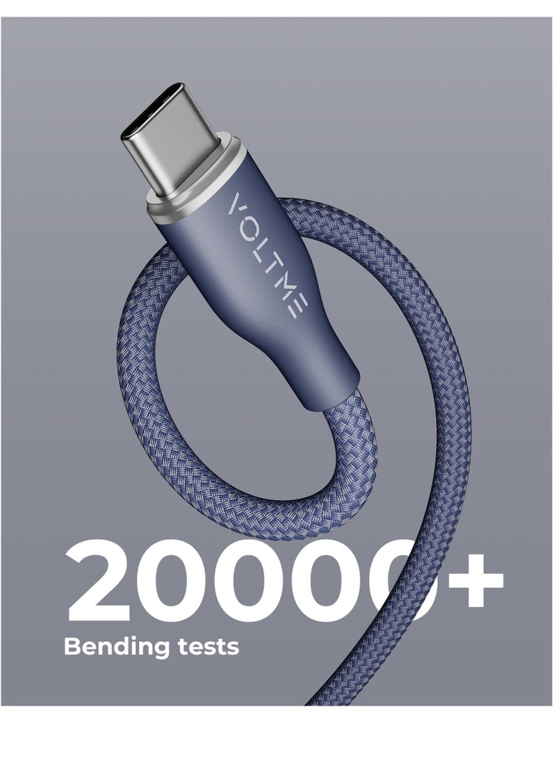 VOLTME USB-A to USB-C Charging Cable 60W PD 3A Fast Charging, 1m (3.3ft), Nylon Braided, Compatible with iPhone 16/15 Pro Max, Galaxy S24/S23/S22, Pixel 8/7, iPad Air 5, iPad Pro 2021, Nintendo Switch, PS5, Xiaomi, OnePlus, Huawei, Chromebook, Heat Resistant, 480Mbps Data Sync (Blue)  - Image 3