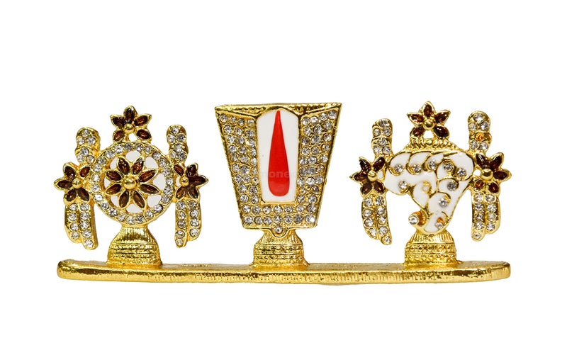 Bhimonee Decor by Modern Gift Centre | Shanku Chakra Namah Stone Work Showpiece | Perfect for Car Dashboard, Pooja, Puja, and Spiritual Decor | Elegant Gift Piece - Image 1
