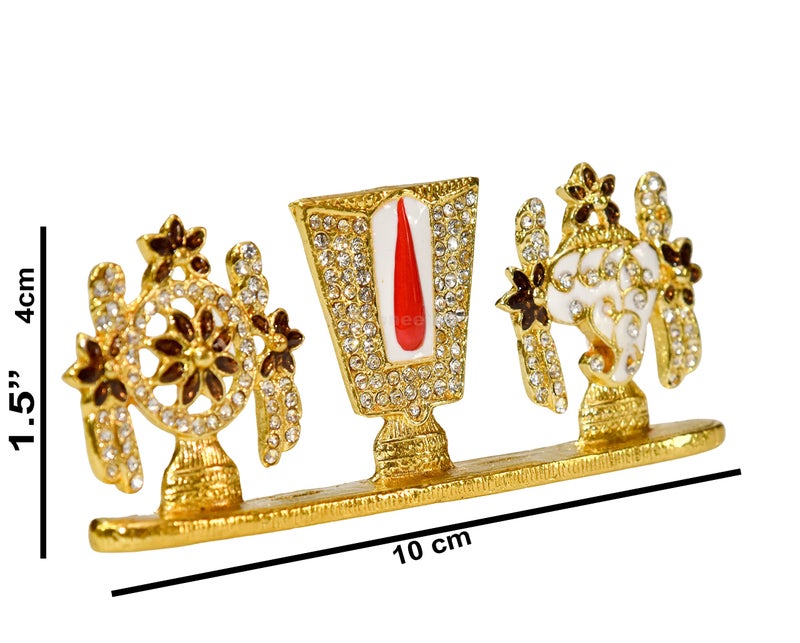 Bhimonee Decor by Modern Gift Centre | Shanku Chakra Namah Stone Work Showpiece | Perfect for Car Dashboard, Pooja, Puja, and Spiritual Decor | Elegant Gift Piece - Image 2