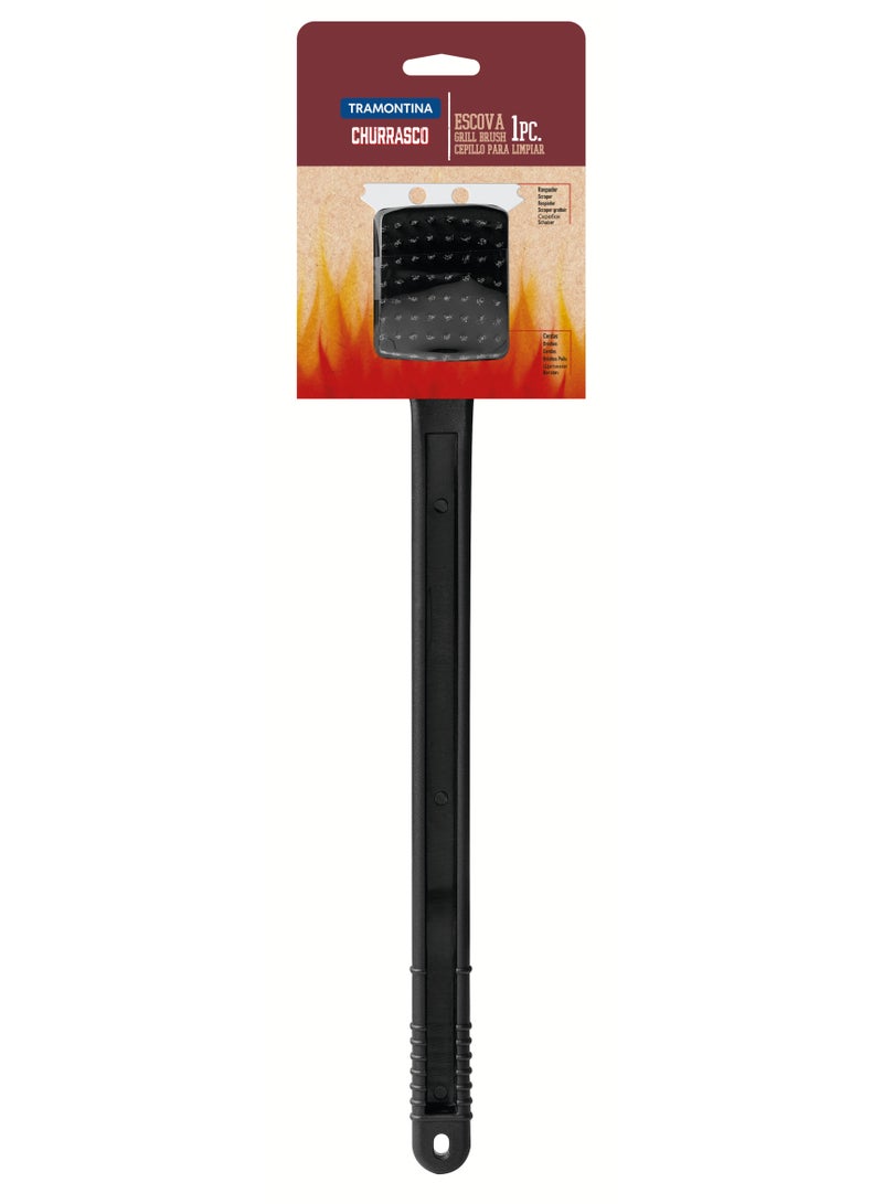 TRAMONTINA Since 1911, Made In Brazil - Churrasco 44cm Stainless Steel Grill Brush with Black Polypropylene Handle  - Image 2