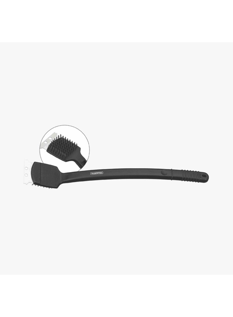 TRAMONTINA Since 1911, Made In Brazil - Churrasco 44cm Stainless Steel Grill Brush with Black Polypropylene Handle  - Image 1