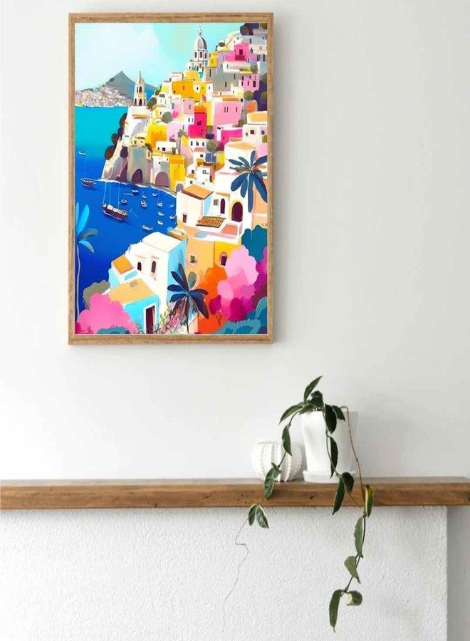 CRAFT MATE Framed Diy Paint By Numbers Canvas Art And Craft Kit For Adults And Kids | Dreamy Amalfi | 16 Inch X 12 Inch,Multicolor - Image 3