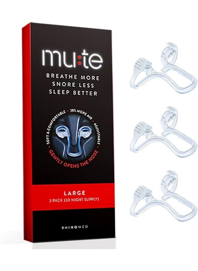 Rhinomed Mute Nasal Dilator - Anti-Snoring Aid Solution, Improve Airflow, Breathing Aids for Better Sleep - (Size Large, 3-Pk) - Image 1