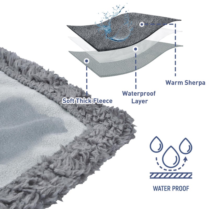 Catalonia Waterproof Blanket for Bed, Washable Leakproof Protector Cover, Reversible Throw Blanket for Couch Sofa, Stain Proof Blanket Pad, 60X80 inches, Grey - Image 2
