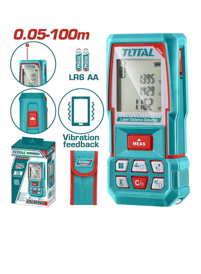 TOTAL Total High-Precision Laser Digital Distance Meter 100M –with ±2mm Accuracy – Multiple Measurement Modes for Area, Volume, Pythagorean, – Ideal for Construction, Interior Design & DIY  - Image 1