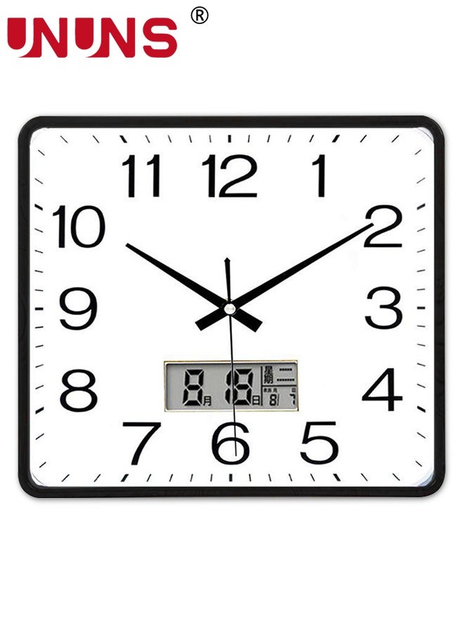 UNUNS Square wall clock,10.3x10.3 Inch (26x26cm) Silent Non Ticking Quality Quartz Battery Operated Wall Clocks With Calendar display,Easy To Read Home Office School Clock Living Room Bedroom,White - Image 1