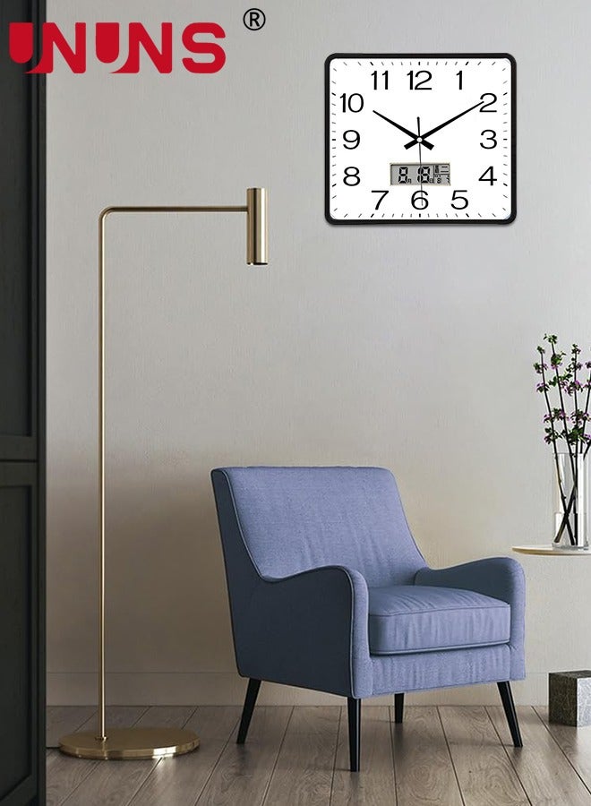 UNUNS Square wall clock,10.3x10.3 Inch (26x26cm) Silent Non Ticking Quality Quartz Battery Operated Wall Clocks With Calendar display,Easy To Read Home Office School Clock Living Room Bedroom,White - Image 2