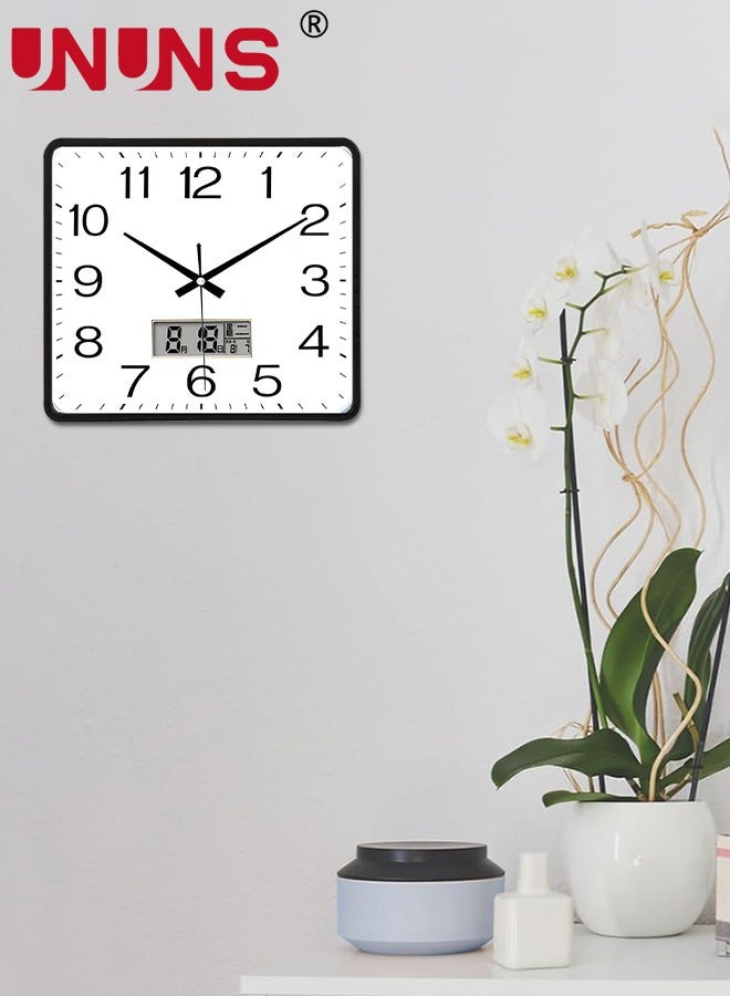 UNUNS Square wall clock,10.3x10.3 Inch (26x26cm) Silent Non Ticking Quality Quartz Battery Operated Wall Clocks With Calendar display,Easy To Read Home Office School Clock Living Room Bedroom,White - Image 3