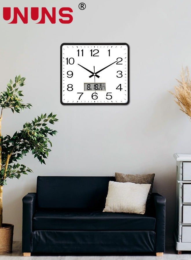 UNUNS Square wall clock,10.3x10.3 Inch (26x26cm) Silent Non Ticking Quality Quartz Battery Operated Wall Clocks With Calendar display,Easy To Read Home Office School Clock Living Room Bedroom,White - Image 4