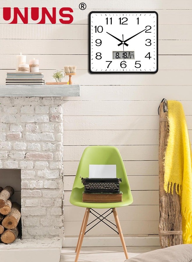 UNUNS Square wall clock,10.3x10.3 Inch (26x26cm) Silent Non Ticking Quality Quartz Battery Operated Wall Clocks With Calendar display,Easy To Read Home Office School Clock Living Room Bedroom,White - Image 5