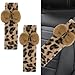 YoRise 2PCS Brown Leopard Print Car Seat Belt Cover Soft Fluff Auto Seat Shoulder Strap Pad Comfortable Vehicle Interior Seatbelt Protector Cushion Accessories for Truck SUV AirplaneLeopard - Image 2