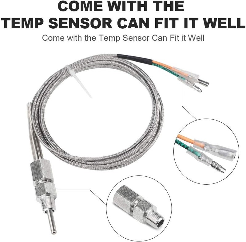 WATERWICH EGT Exhaust Gas Temperature Gauge 200-1200°C Pyrometer Kit 2-1/16" (52mm) with Electronic Sensor - Image 4