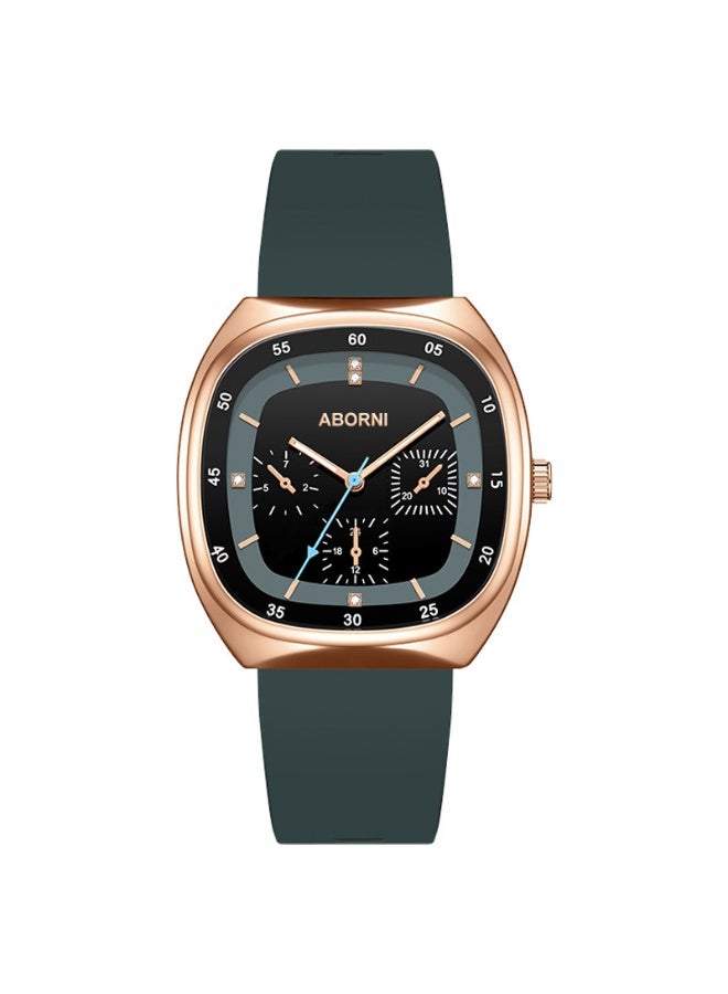 ABORNI Fashion Silicone Strap Wristwatch Elegant Rose Gold Case Multifunctional Dial and Comfortable Silicone Strap for Stylish and Convenient Modern Lifestyles - Image 3