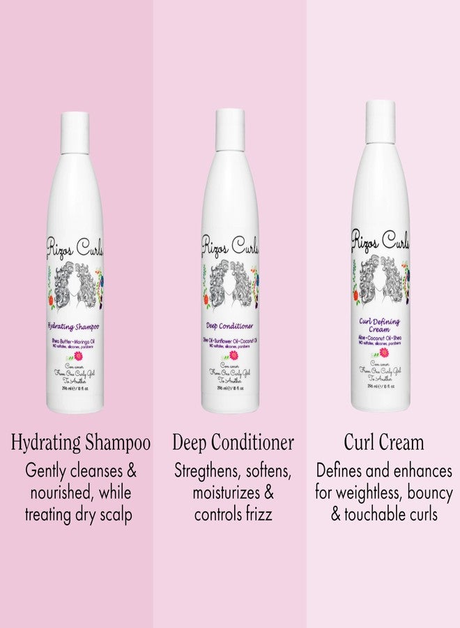 Rizos Curls حزمة ريزوس كيرلز الثلاثية، شامبو مرطب وبلسم عميق وكريم تجعيد، ينظف ويرطب الشعر المجعد بلطف، يحدد ويشكل التجاعيد لحجم خالي من التجاعيد، لجميع أنماط التجعيد 2a - 4c - Image 2