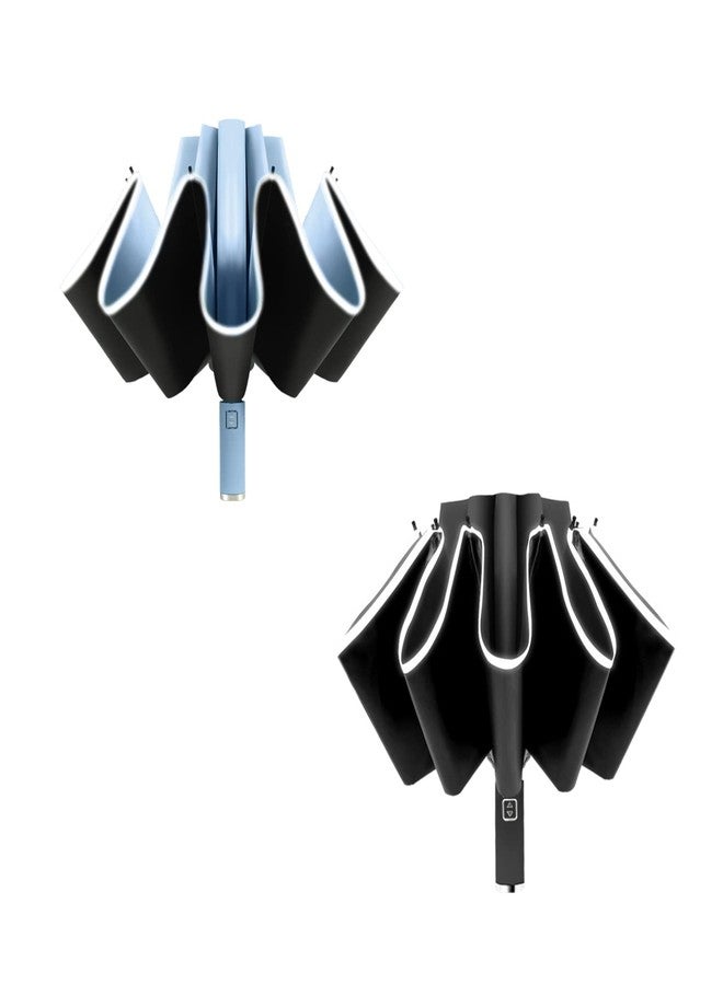 BAODINI Inverted UV Protection Umbrella for Rain and Sun Medium Size 46 inch arc Canopy UPF 50+ Rverse Compact Umbrella Auto Open Close for Travel - Image 1