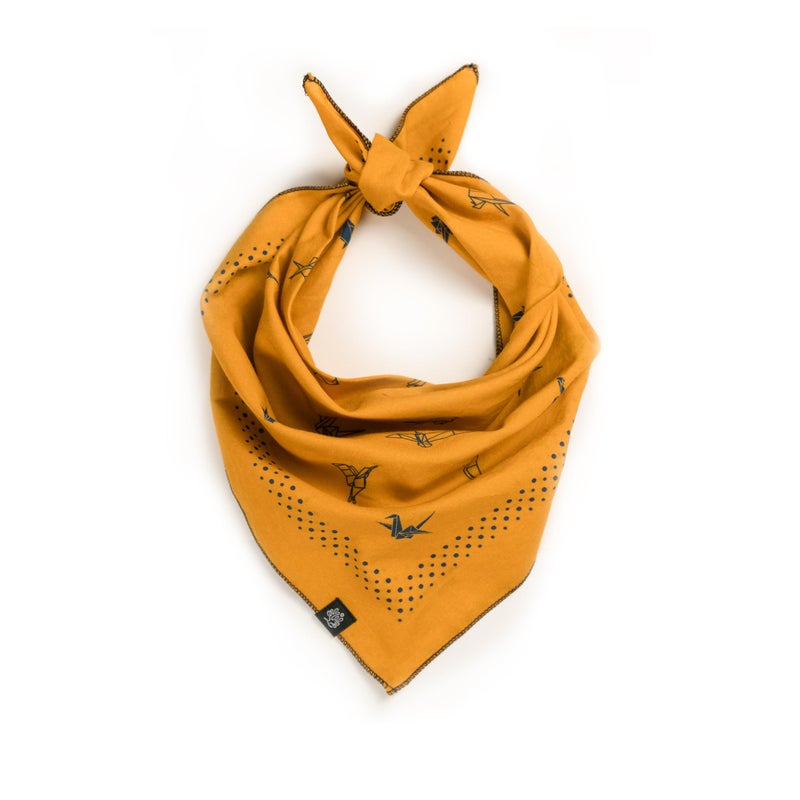 WHTE MOSS Bandana â€“ 100% Cotton Extra Soft Scarf Handkerchief for Men & Women (Origami Yellow) - Image 1
