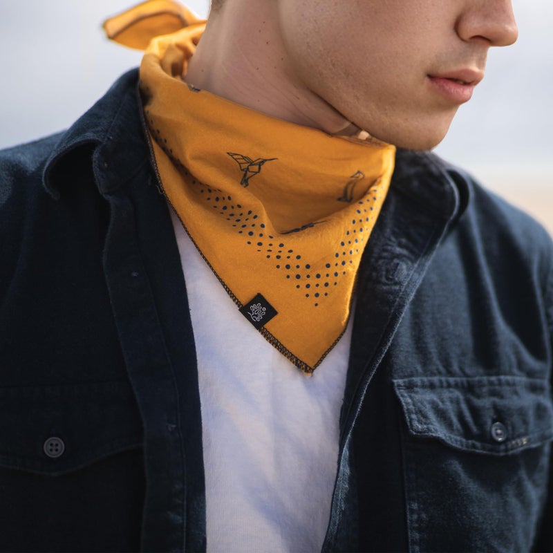 WHTE MOSS Bandana â€“ 100% Cotton Extra Soft Scarf Handkerchief for Men & Women (Origami Yellow) - Image 4