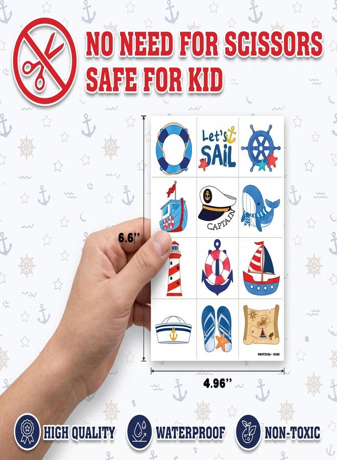 91TATTOOS 96 PCS Nautical Summer Boat Pre-Cut Temporary Tattoos for Kids - Image 5