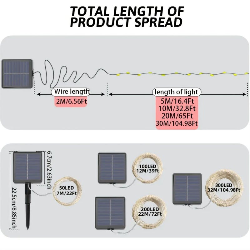 1pc Solar String Lights Multi Color 7M 50LED Outdoor Waterproof Fairy Lights With 8 Modes For Courtyard Garden Party Wedding IP54 - Image 3