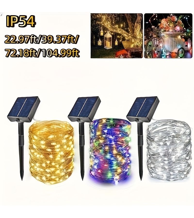 1pc Solar String Lights Multi Color 7M 50LED Outdoor Waterproof Fairy Lights With 8 Modes For Courtyard Garden Party Wedding IP54 - Image 1