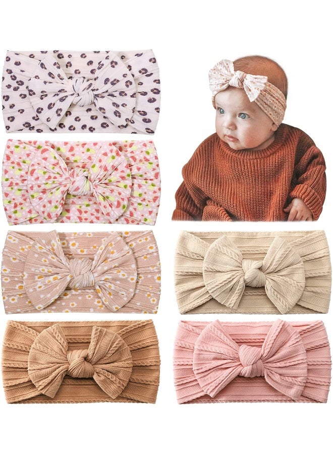 jollybows jollybows 6pcs Baby Nylon Headbands Hair Bow Elastics Hairbands Hair Accessories for Baby Girls Newborn Infant Toddlers Kids - Image 1