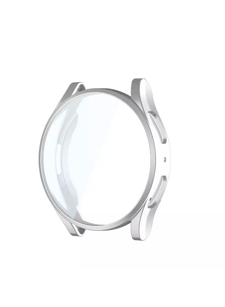 ELMO3EZZ Compatible with Samsung Galaxy Watch 5 44mm/ 40mm Screen Protector Case, Galaxy Watch 5 LTE 44mm/5 Pro 45mm Cover Soft TPU Plated Protective Case Scratch Resistant Protection (Silver)