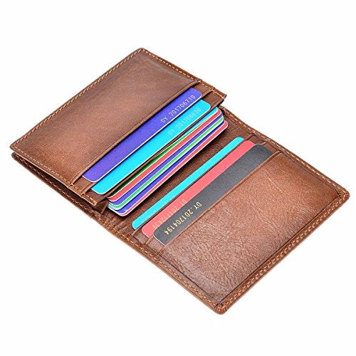 HAWEE Men’s Bifold Front Pocket Wallet Genuine Leather RFID Blocking Card Billfold 5 Slots with Cash Compartment, Brown - Image 2