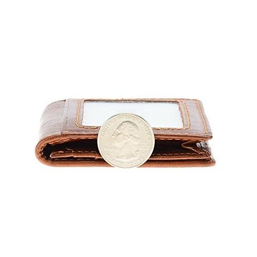 HAWEE Men’s Bifold Front Pocket Wallet Genuine Leather RFID Blocking Card Billfold 5 Slots with Cash Compartment, Brown - Image 5