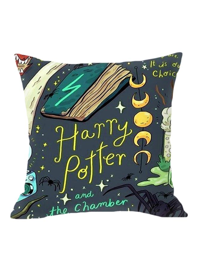 Harry Potter Printed Cushion Cover Grey/Yellow/Green 45x45cm