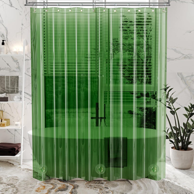 AmazerBath Premium EVA Shower Curtain Clear Pine Green  Luxury Shower Curtain Dark Green Ultra Soft  Waterproof Bathroom Shower Curtain with 3 Weighted Stones and 12 Grommets  Recyclable Packaging - Image 3