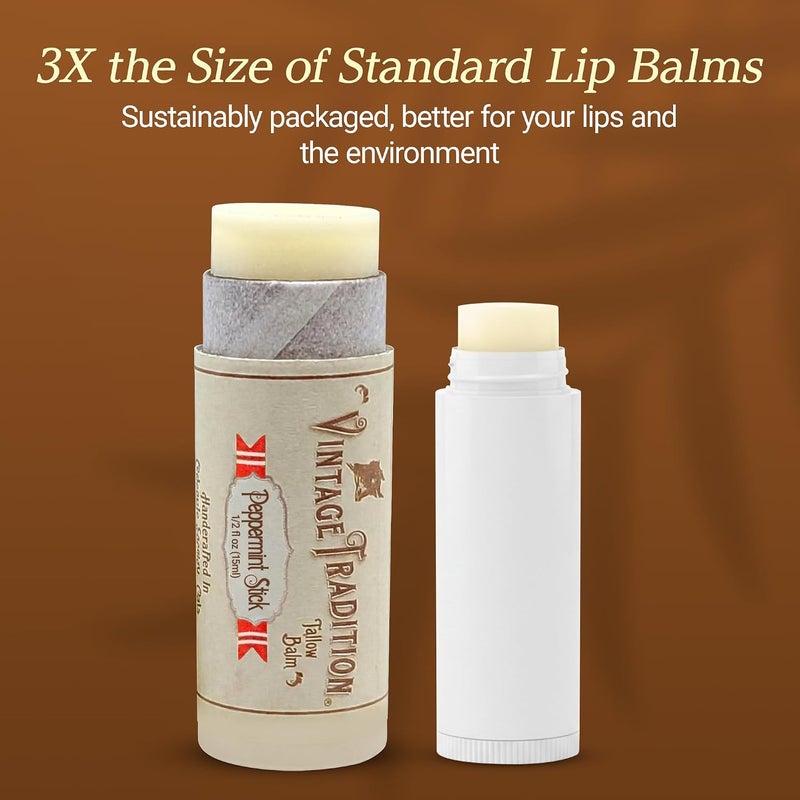 Moisturizing Beef Tallow Lip Balm – Tube Lip Moisturizer with Peppermint Essential Oil Hydrates & Soothes Dry Lips – Grass-Fed Tallow Balm for Skin Care by , 0.5 Fl. Oz. - Image 4