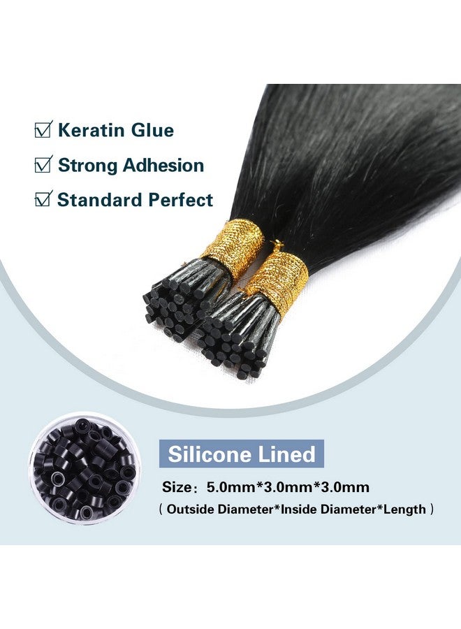 Sunya I Tip Hair Extensions Human Hair Black 22 Inch Itip Hair Extensions Human Hair Jet Black I Tip Hair Extensions Remy Itip Human Hair Extensions 50g/50Strands - Image 5